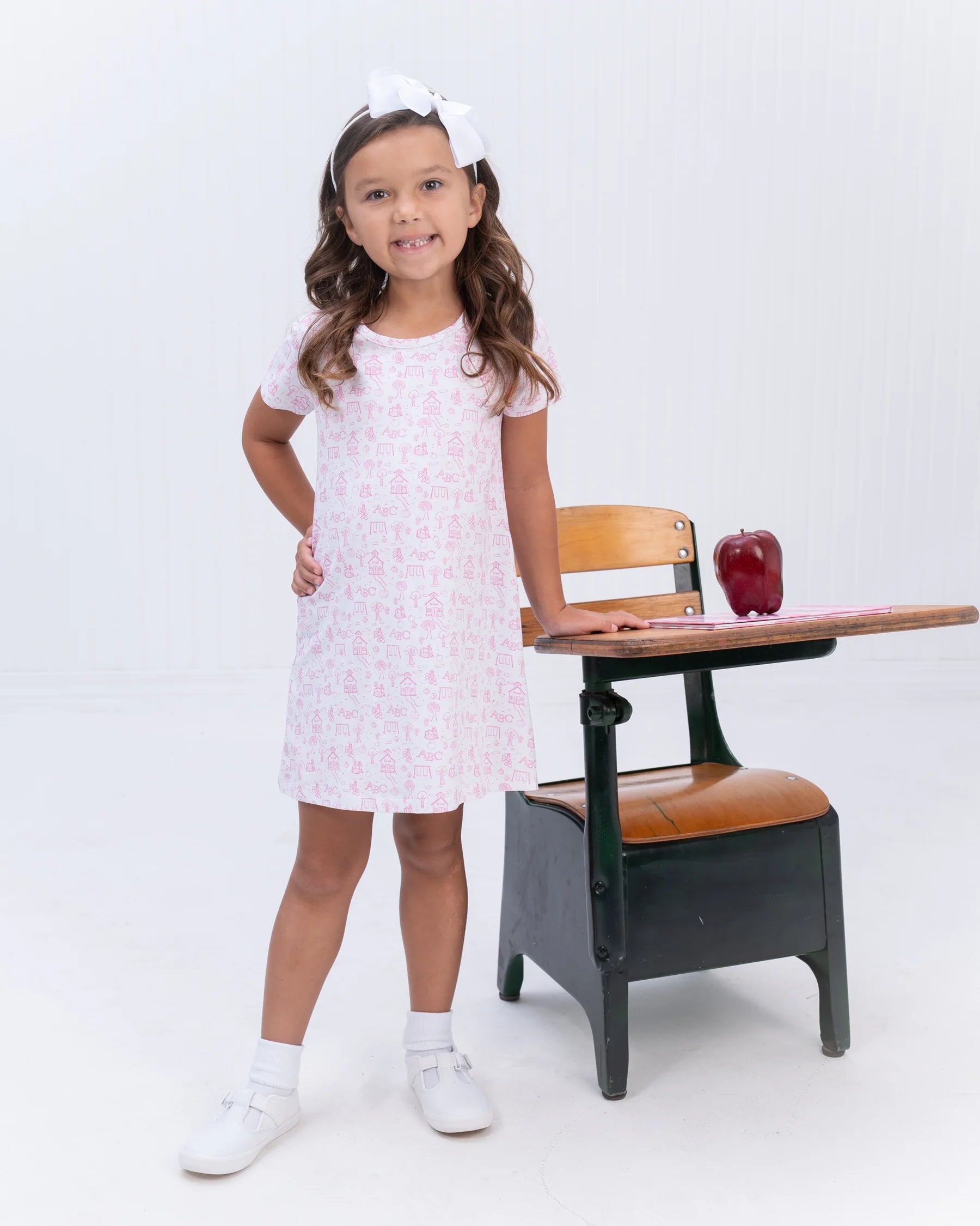 Pink School Playground Toile Print SS Dress