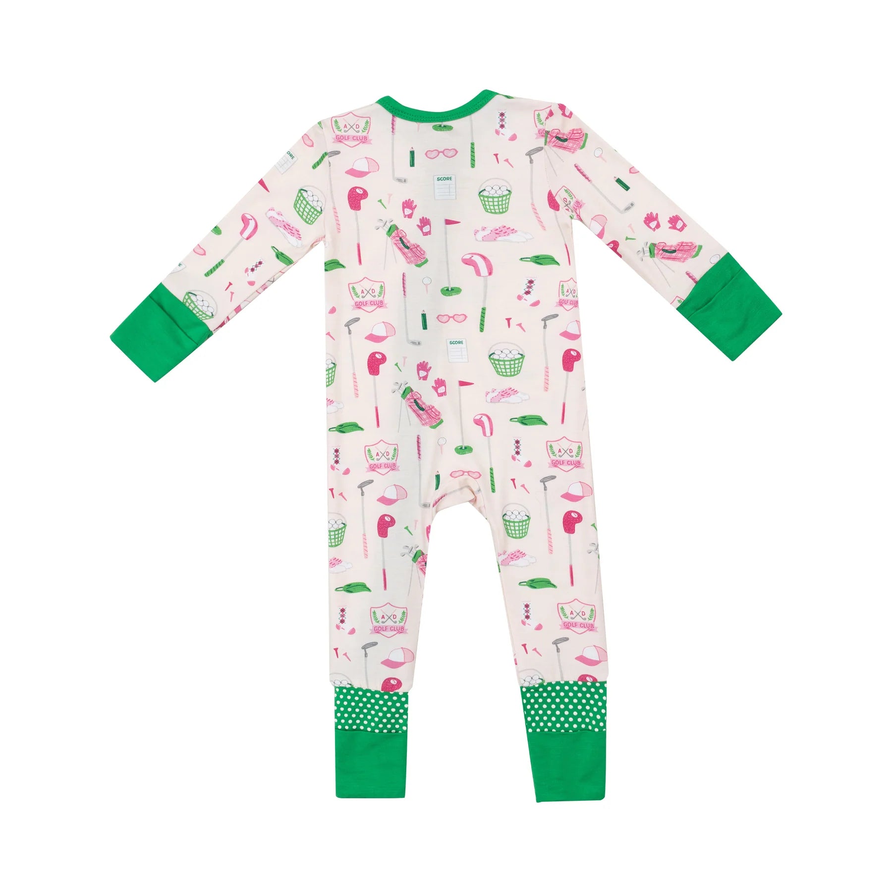 Pink & Green Golf Club Zip Romper