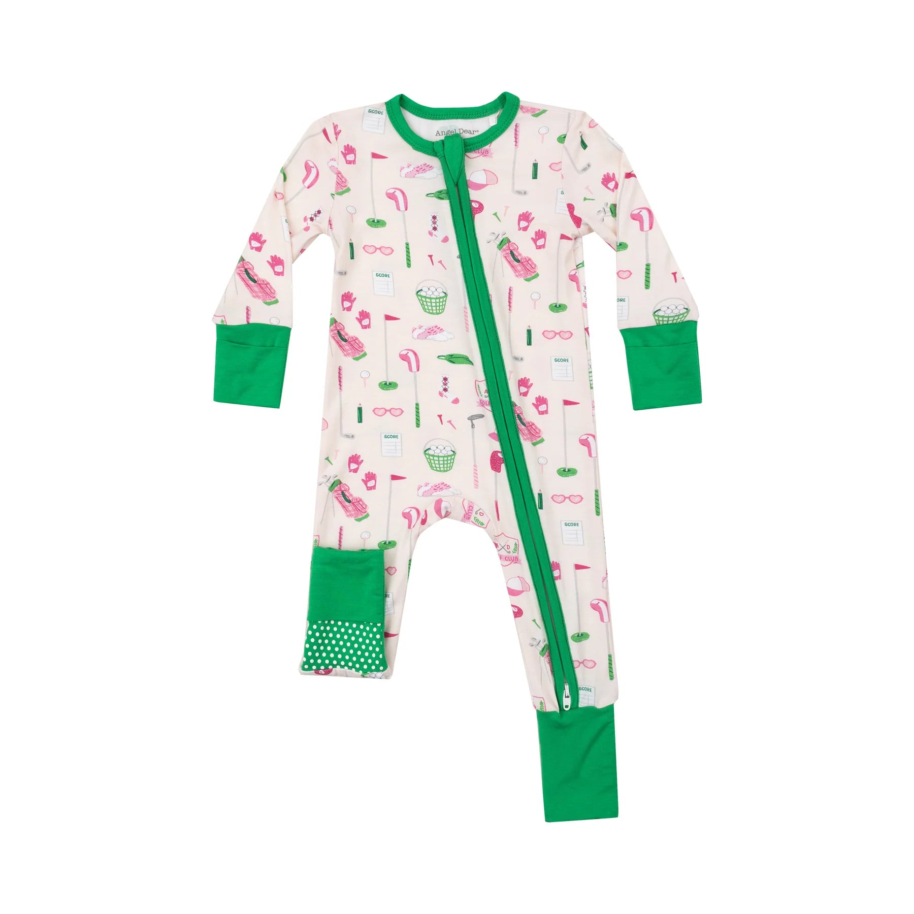 Pink & Green Golf Club Zip Romper