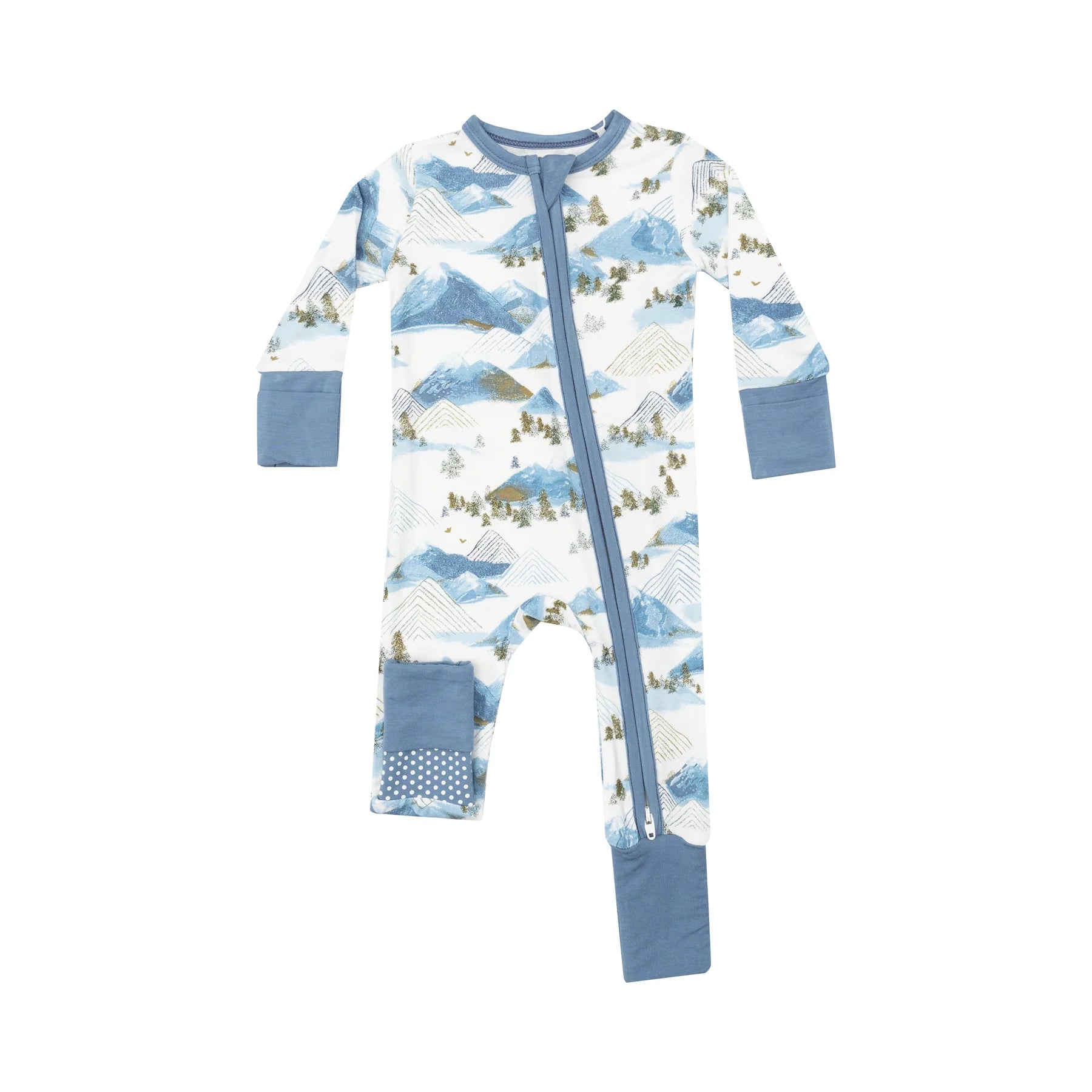 Blue Trim Mountains Zip Romper