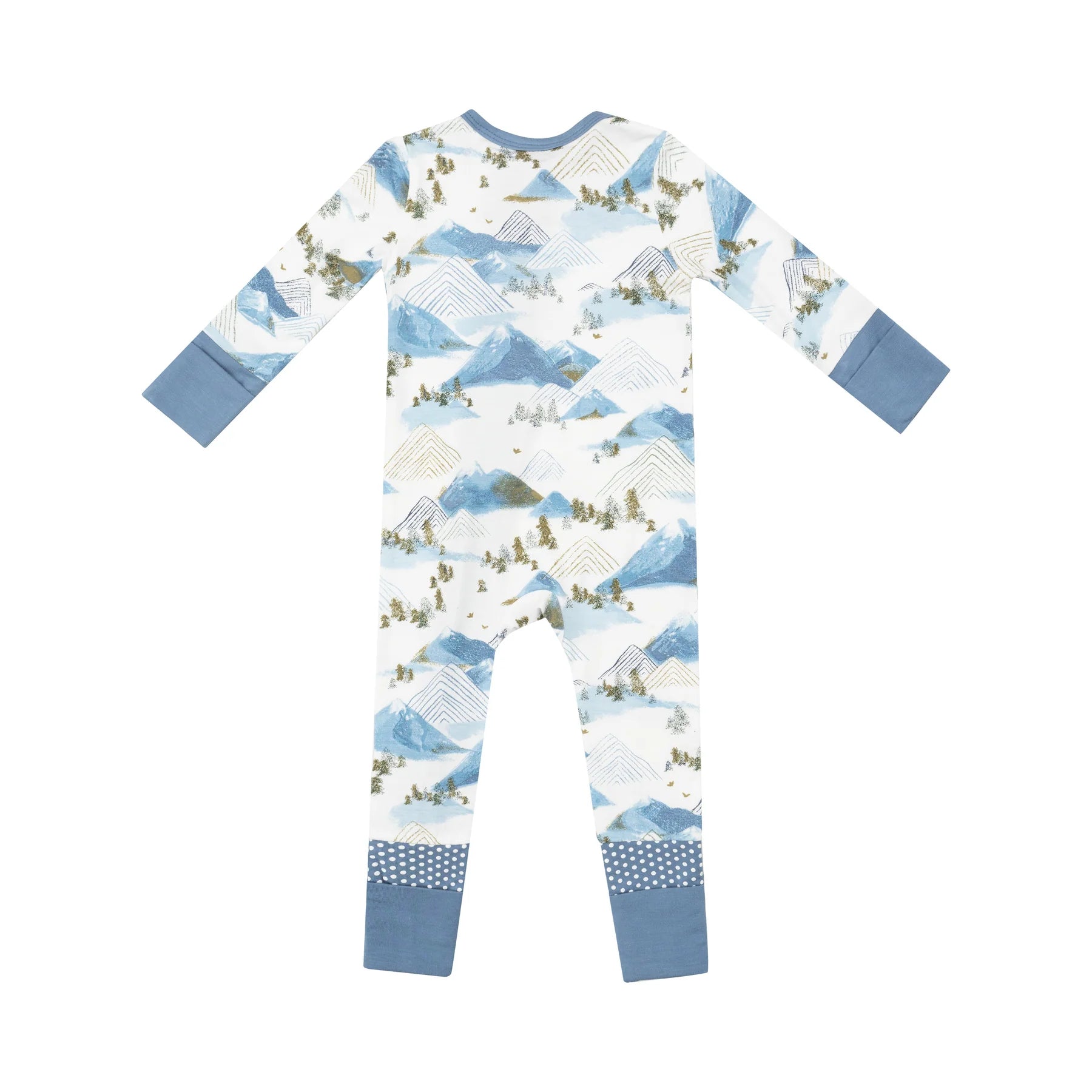 Blue Trim Mountains Zip Romper