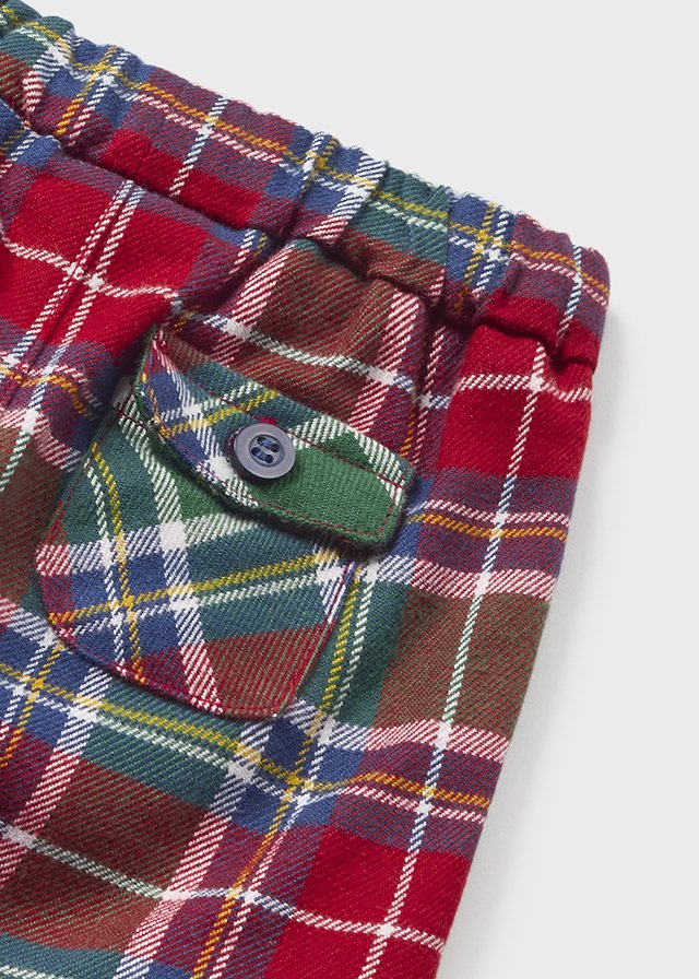 Plaid Trousers & Applique Dog Sweatshirt