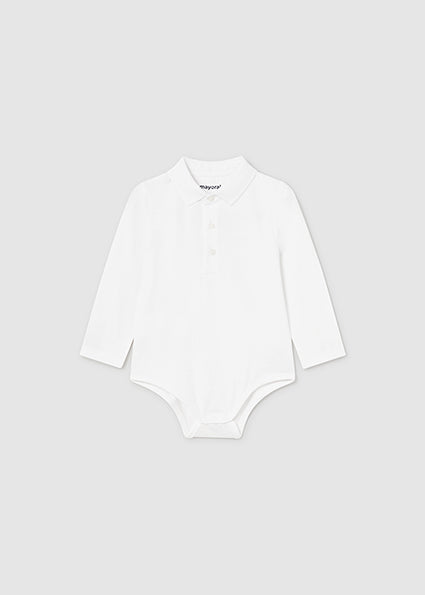 White LS Polo Collar Bodysuit