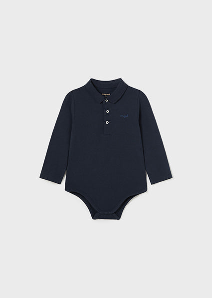 Navy LS Polo Collar Bodysuit