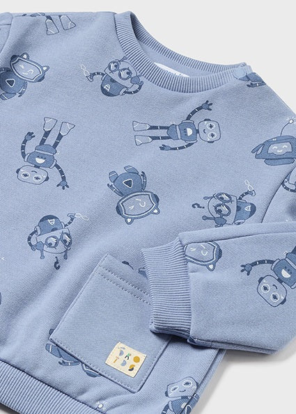 Glacial Blue Robot Print Sweatsuit Set