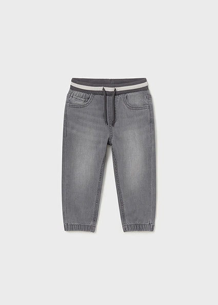 Light Grey Soft Denim Drawstring Joggers