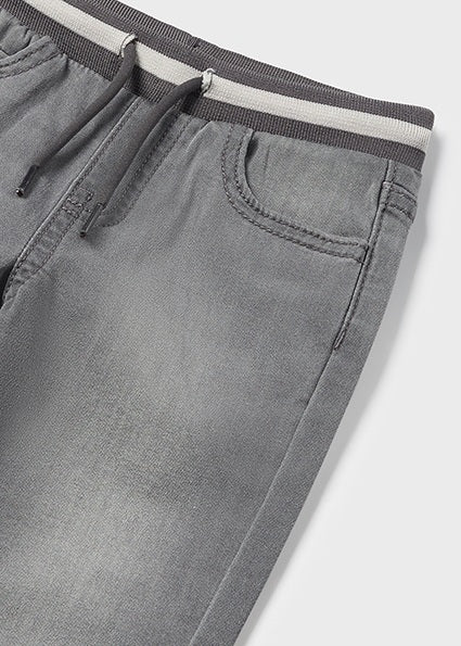 Light Grey Soft Denim Drawstring Joggers