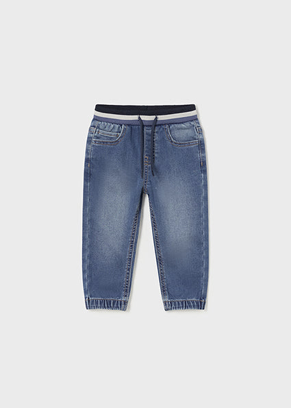 Medium Blue Denim Drawstring Joggers