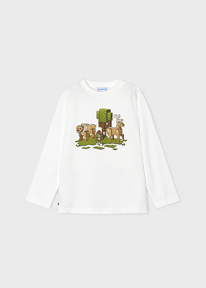 Cream Nature Minecraft-y LS Tee