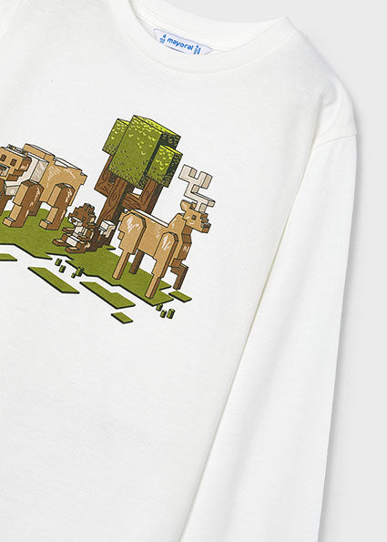 Cream Nature Minecraft-y LS Tee