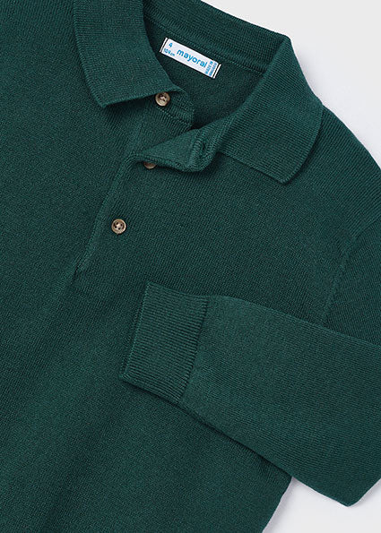 Alpine Green LS Knit Polo Sweater