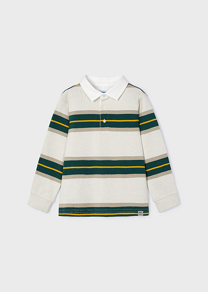 Alpine Green Stripes LS Polo Shirt