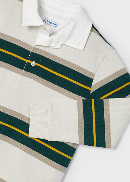 Alpine Green Stripes LS Polo Shirt