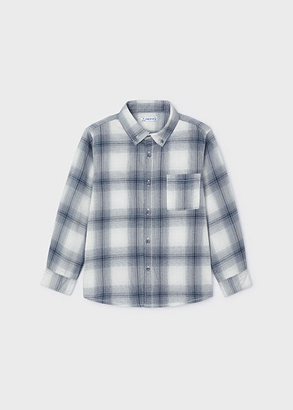 Grey Cloud Blue Plaid Button Down Shirt