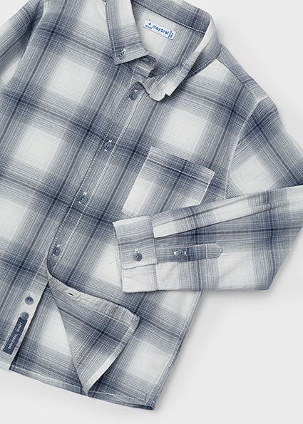 Grey Cloud Blue Plaid Button Down Shirt