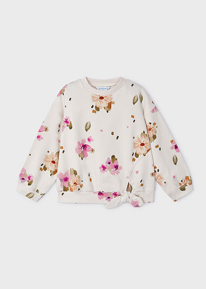 Pink Scattered Floral Cream Sweatshirt