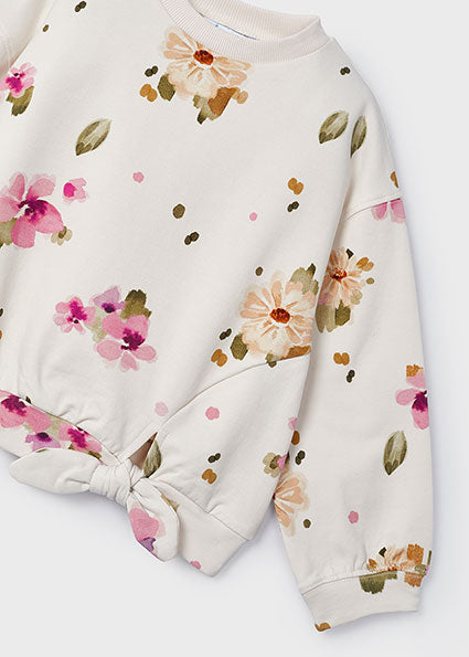 Pink Scattered Floral Cream Sweatshirt