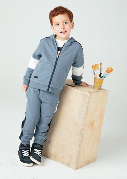 Cloud Blue Hooded Zip Tracksuit Set