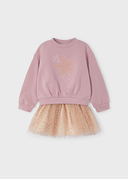 Pink Stars & Crown Pullover Tulle Skirt Set