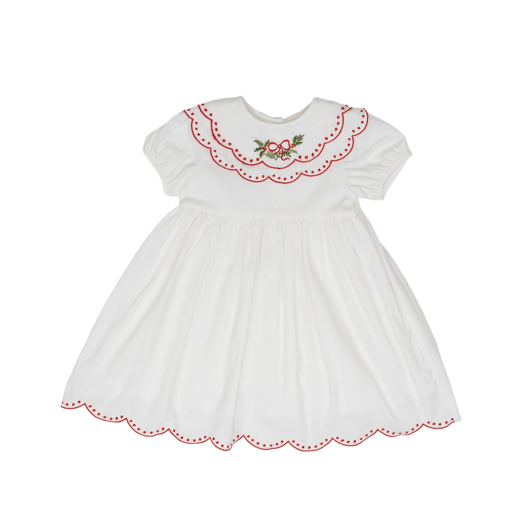 White Holly Wreath Layered Collar Dress