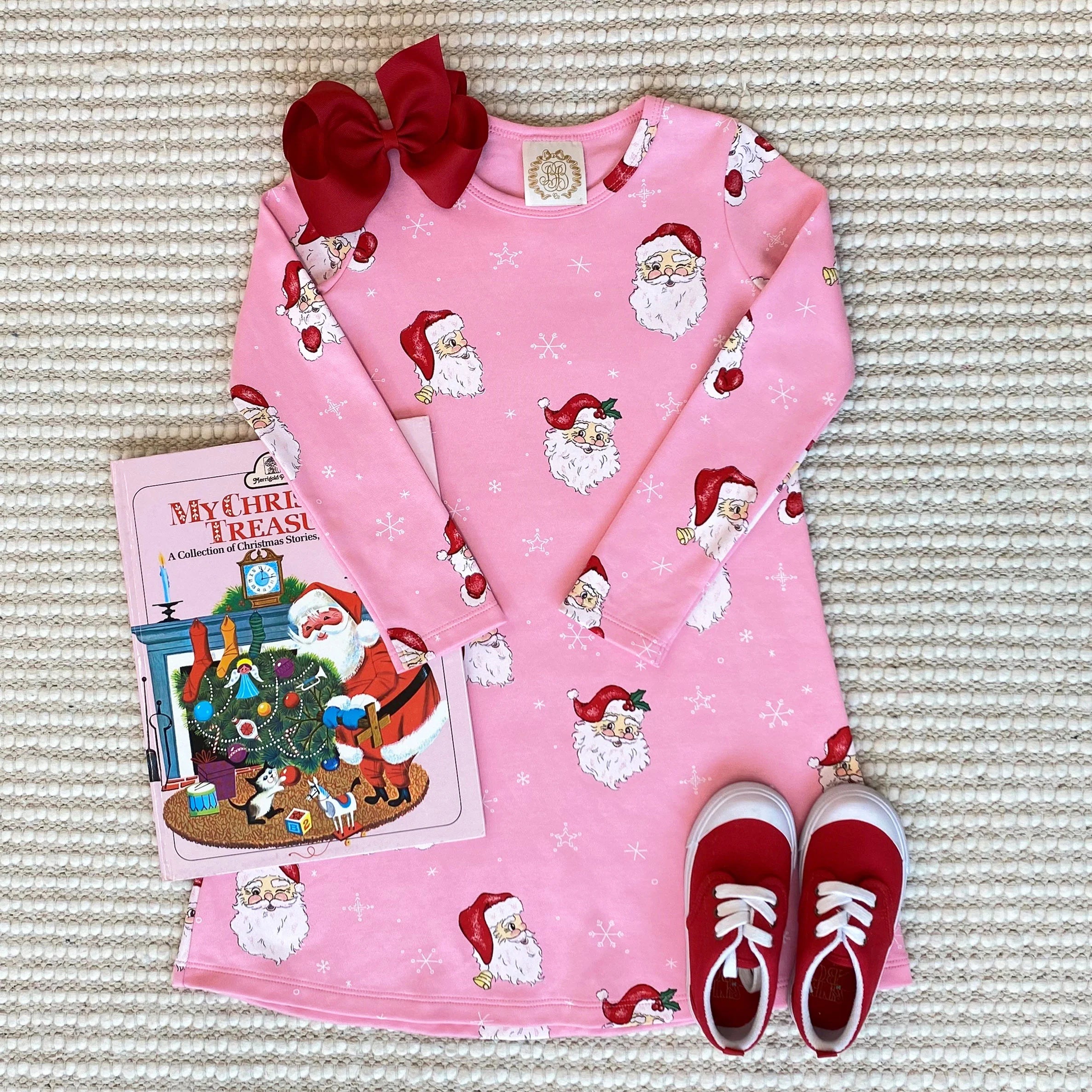 TBBC LS Polly Play Dress Pink Dear Santa