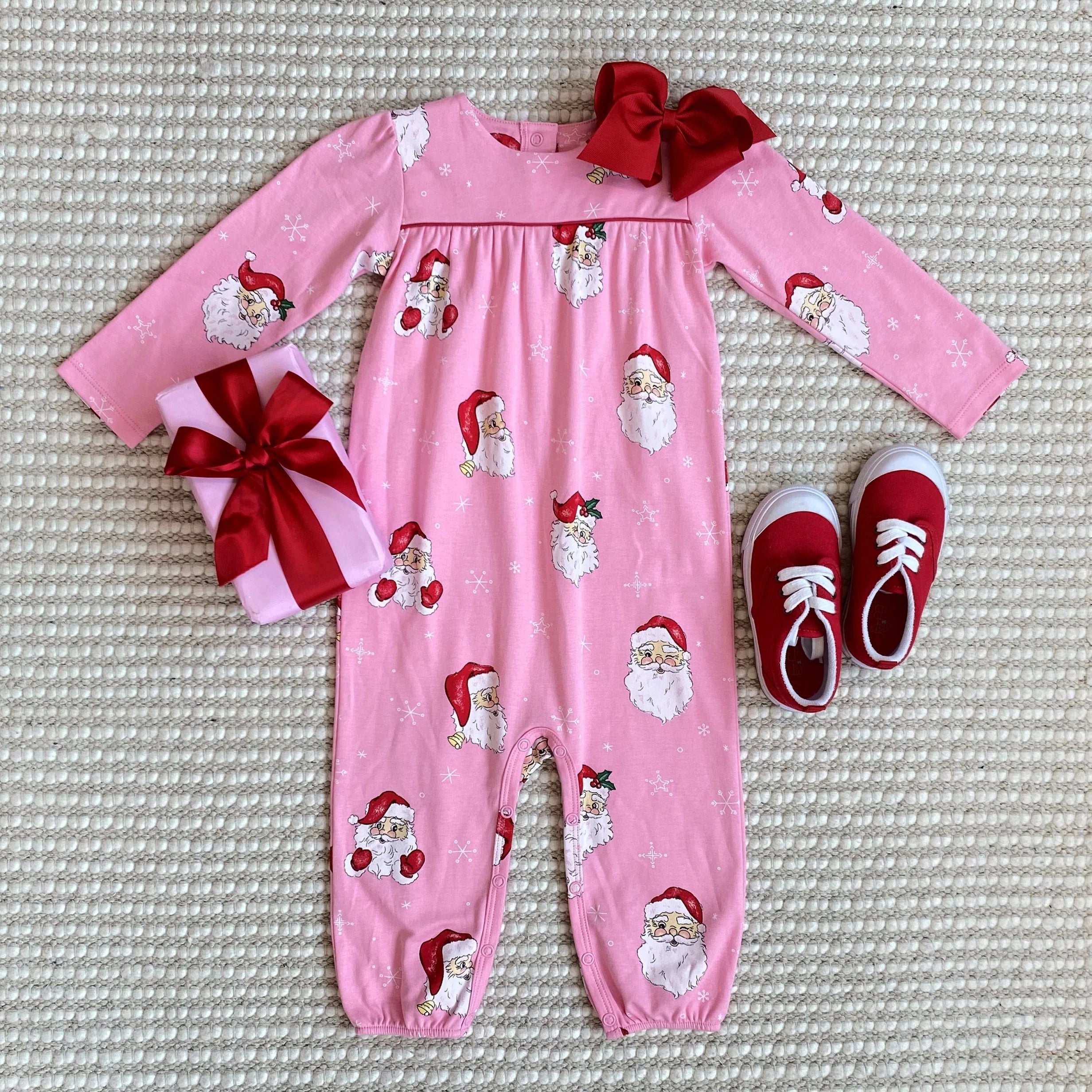 TBBC LS Penny's Playsuit Pink Dear Santa