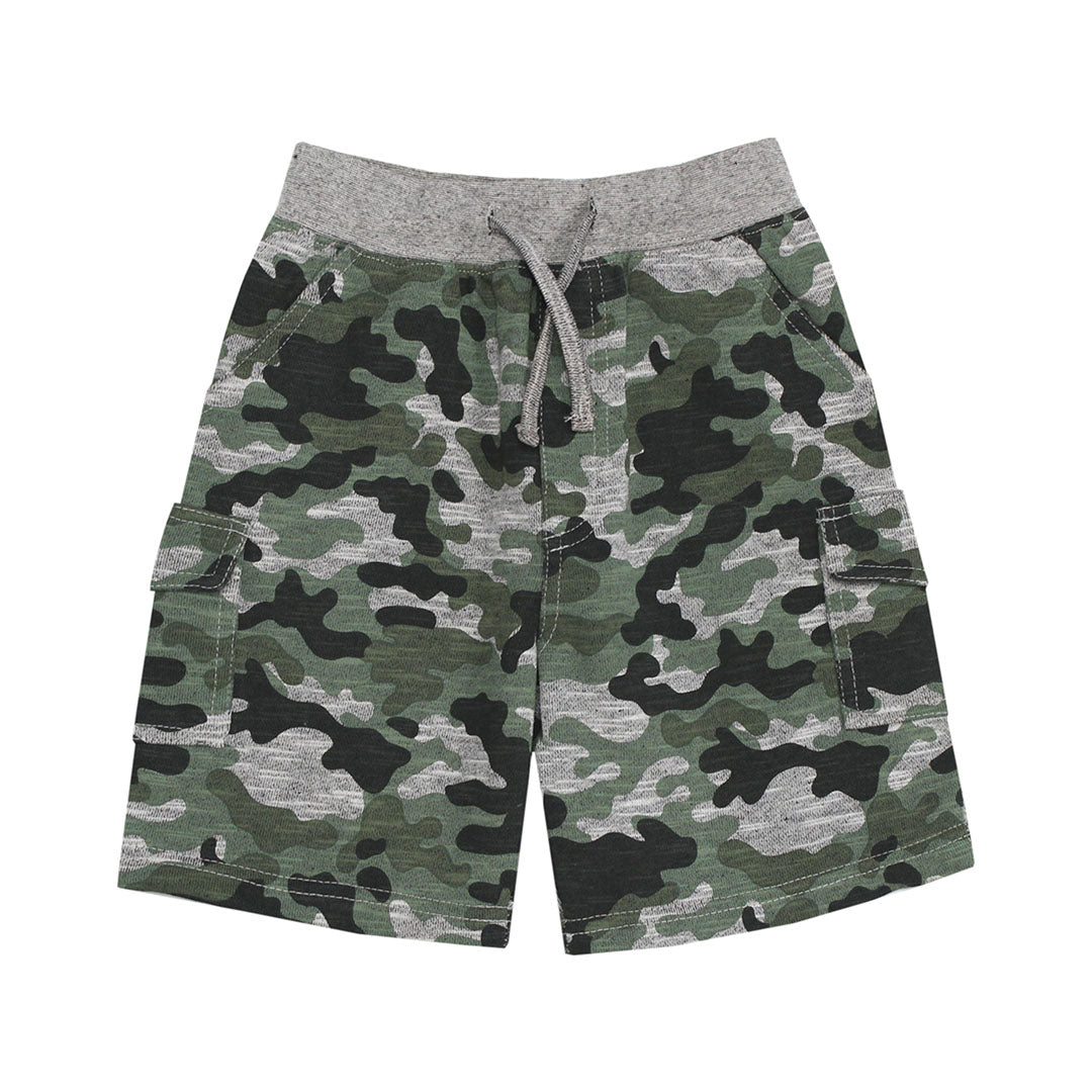 Grey & Green Camo Cargo Shorts