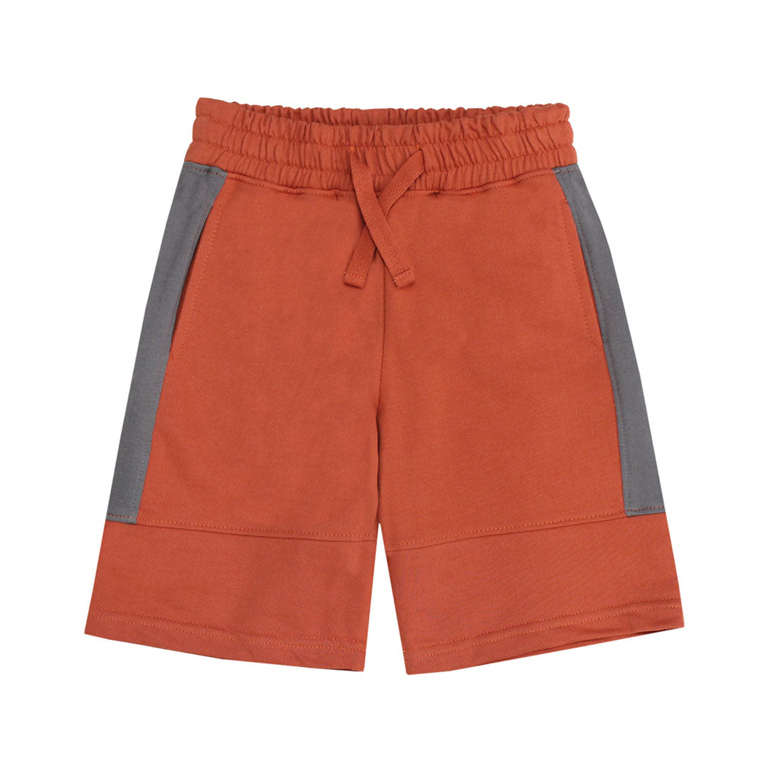 Burnt Orange Grey Stripe Shorts