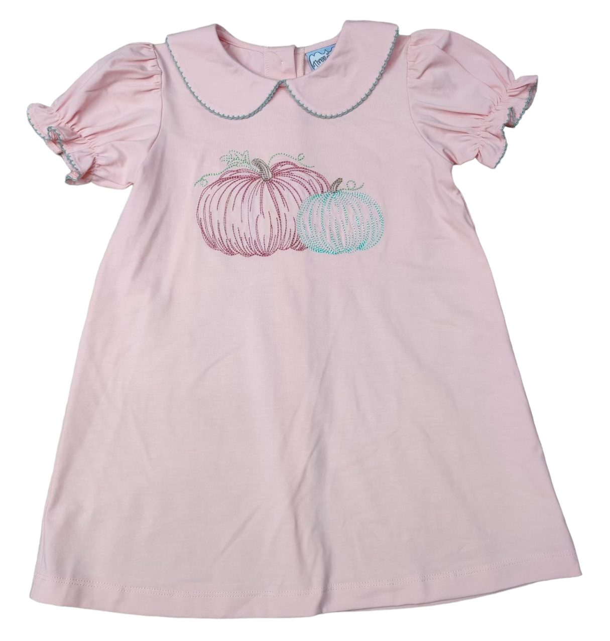 Peach Emb Pumpkin Duo Collared Dress