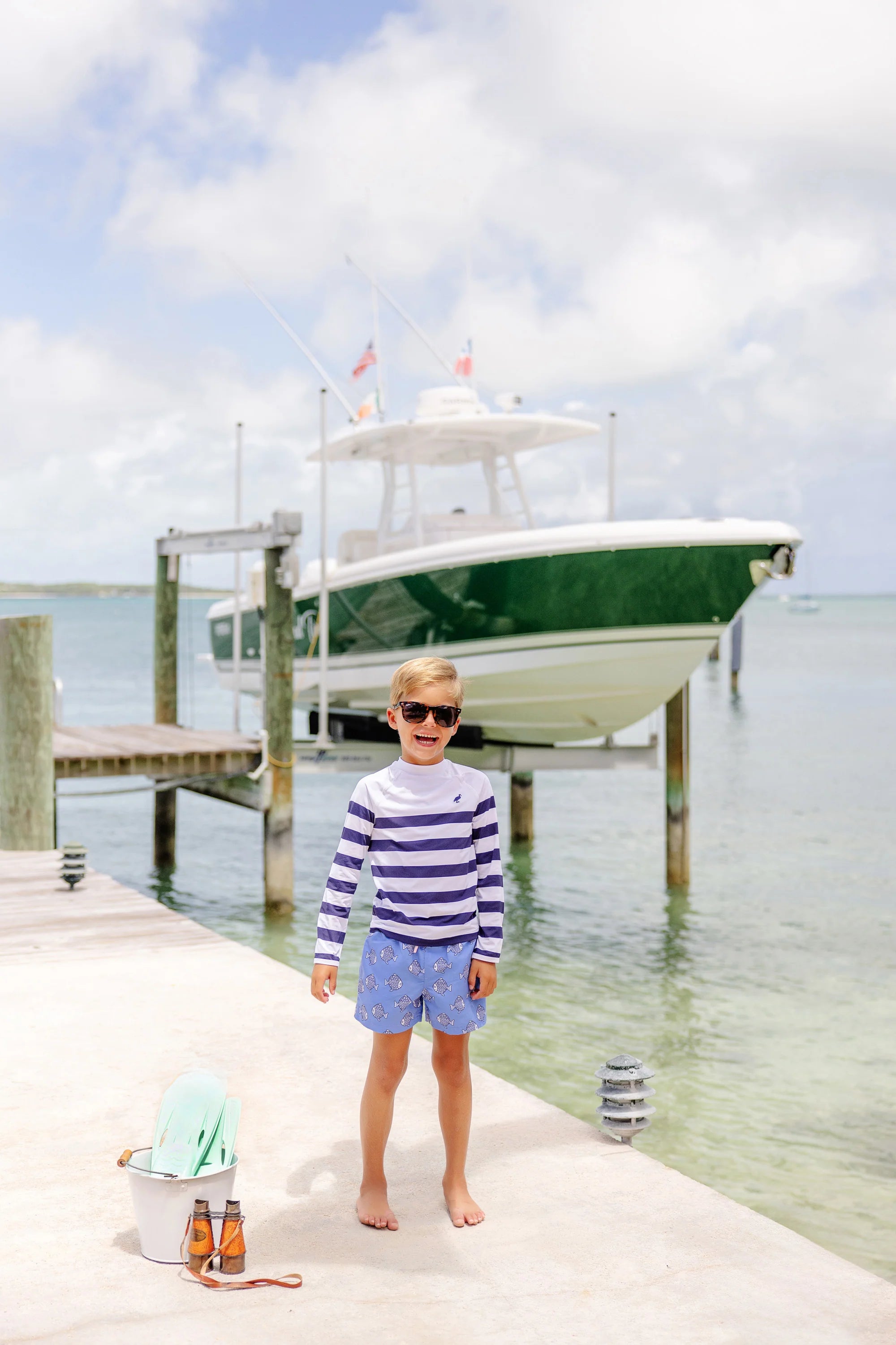 TBBC Walker's Wave Swim Shirt Navy Stripe