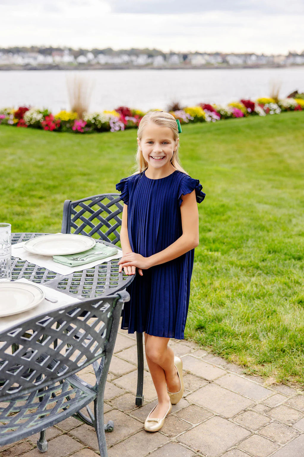 TBBC Piper Pleated Dress Nantucket Navy