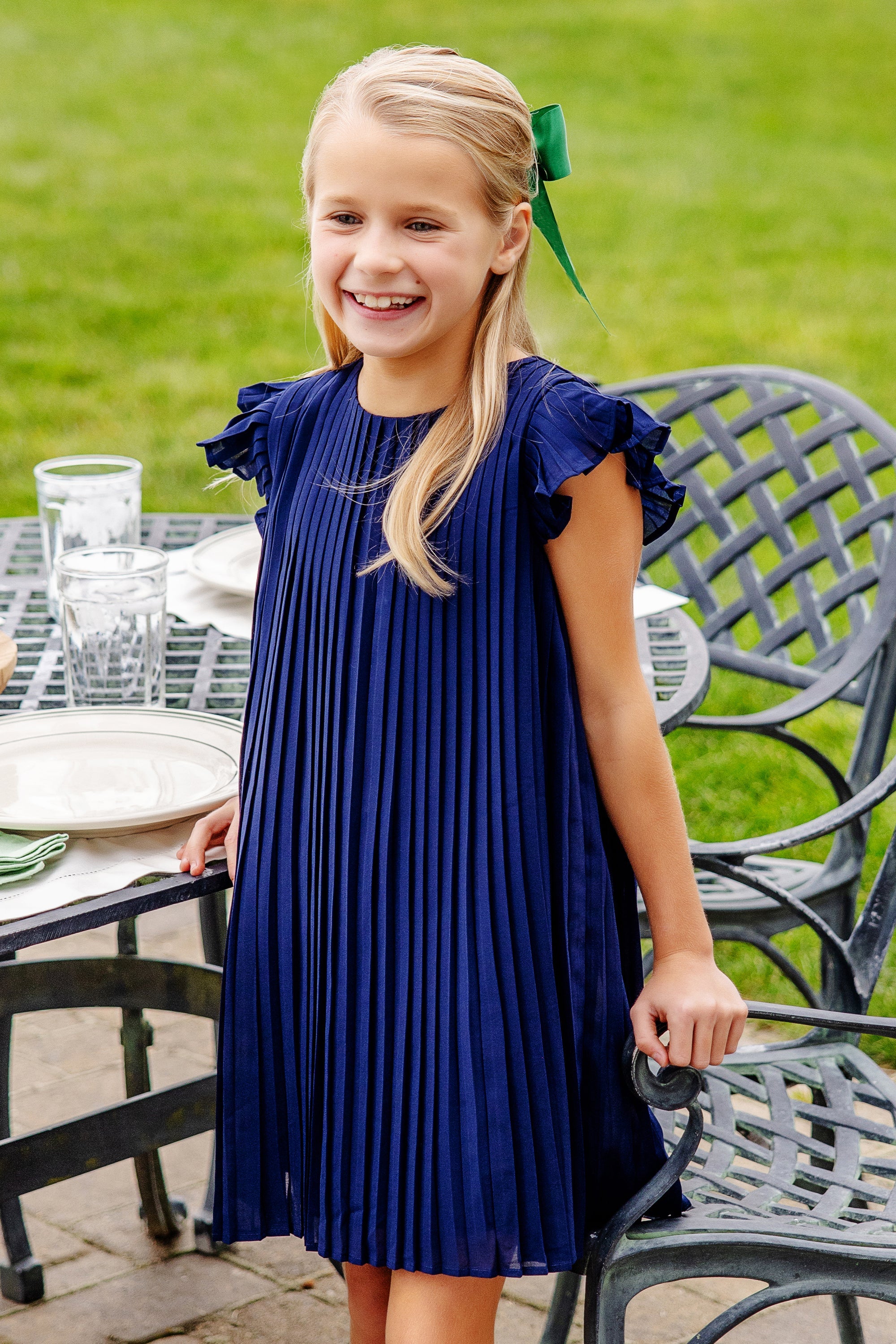 TBBC Piper Pleated Dress Nantucket Navy