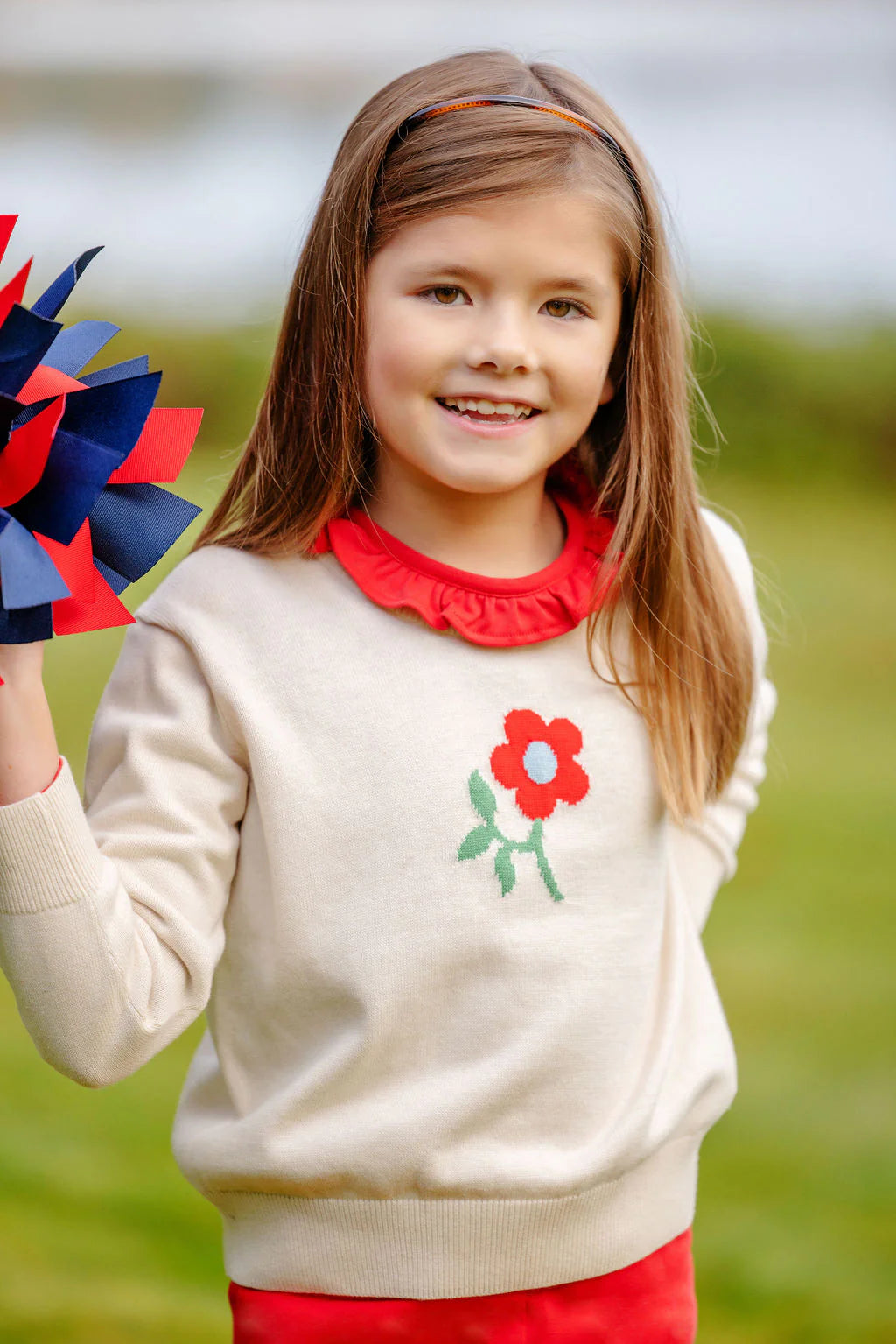 TBBC Isabelle's Intarsia Sweater Sandy Springs Stone Flower