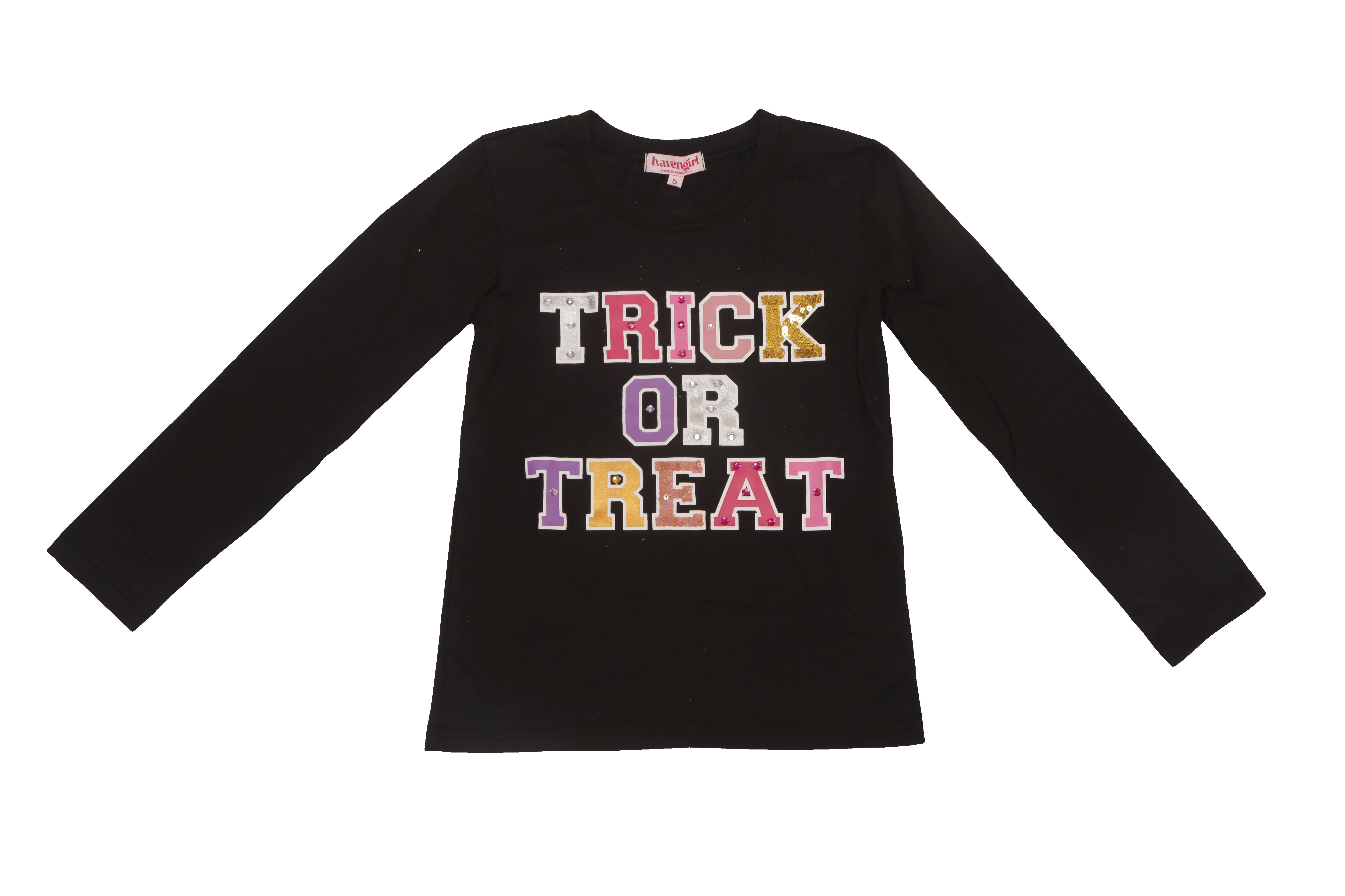 Black Trick or Treat Patch LS Tee