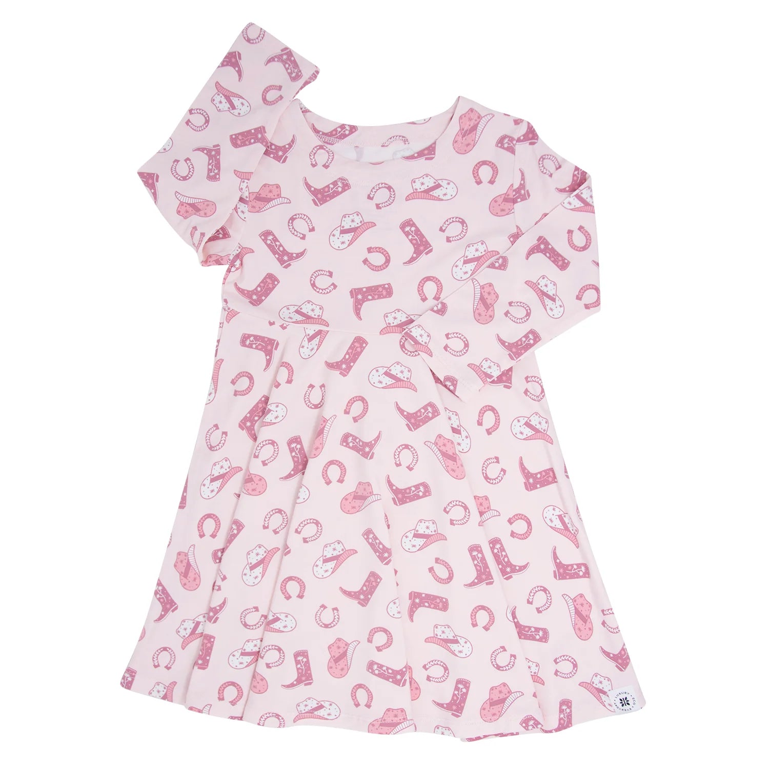 Pale Pink Cowgirl Print Swirly Girl Dress