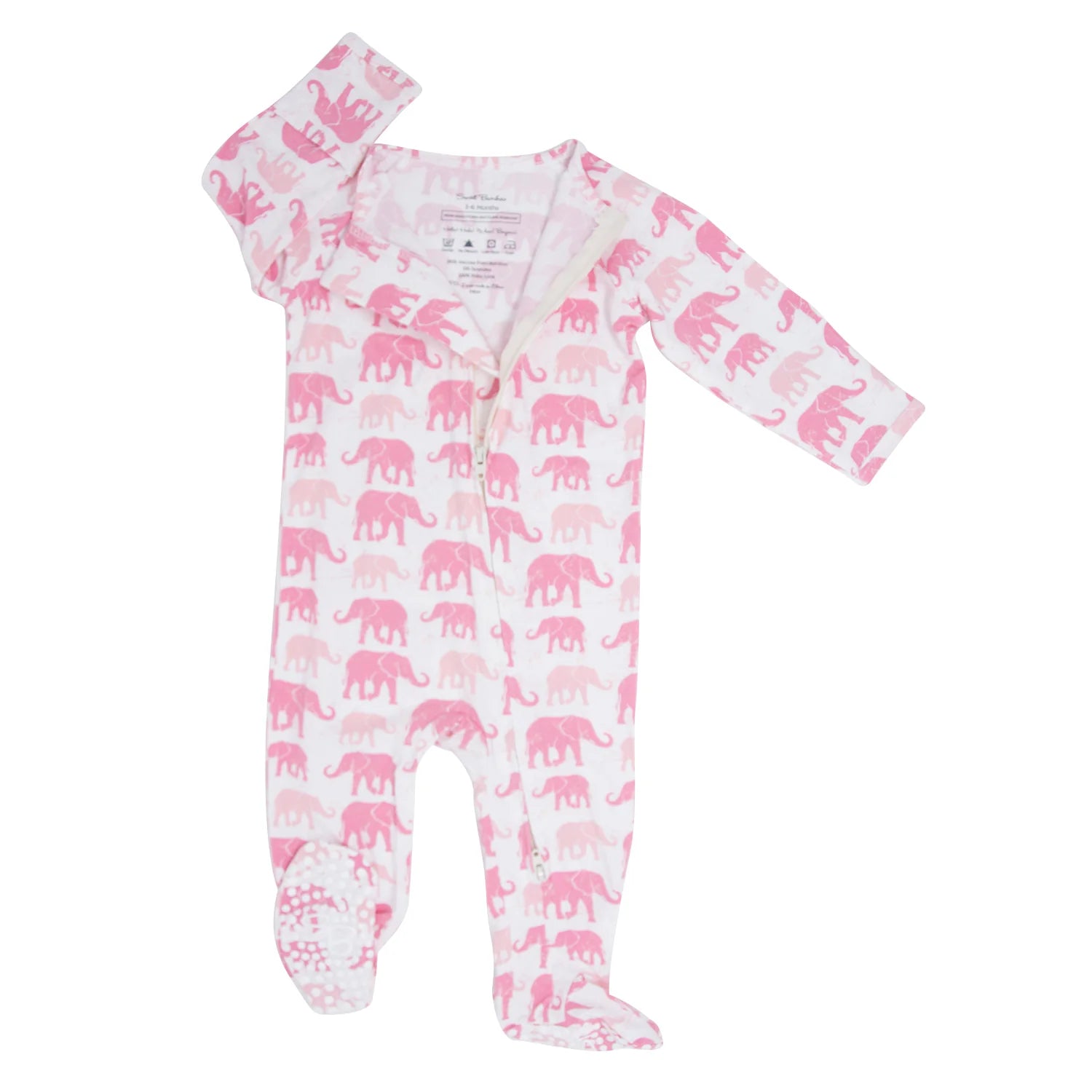 Mix Pink Elephants Zipper Footie