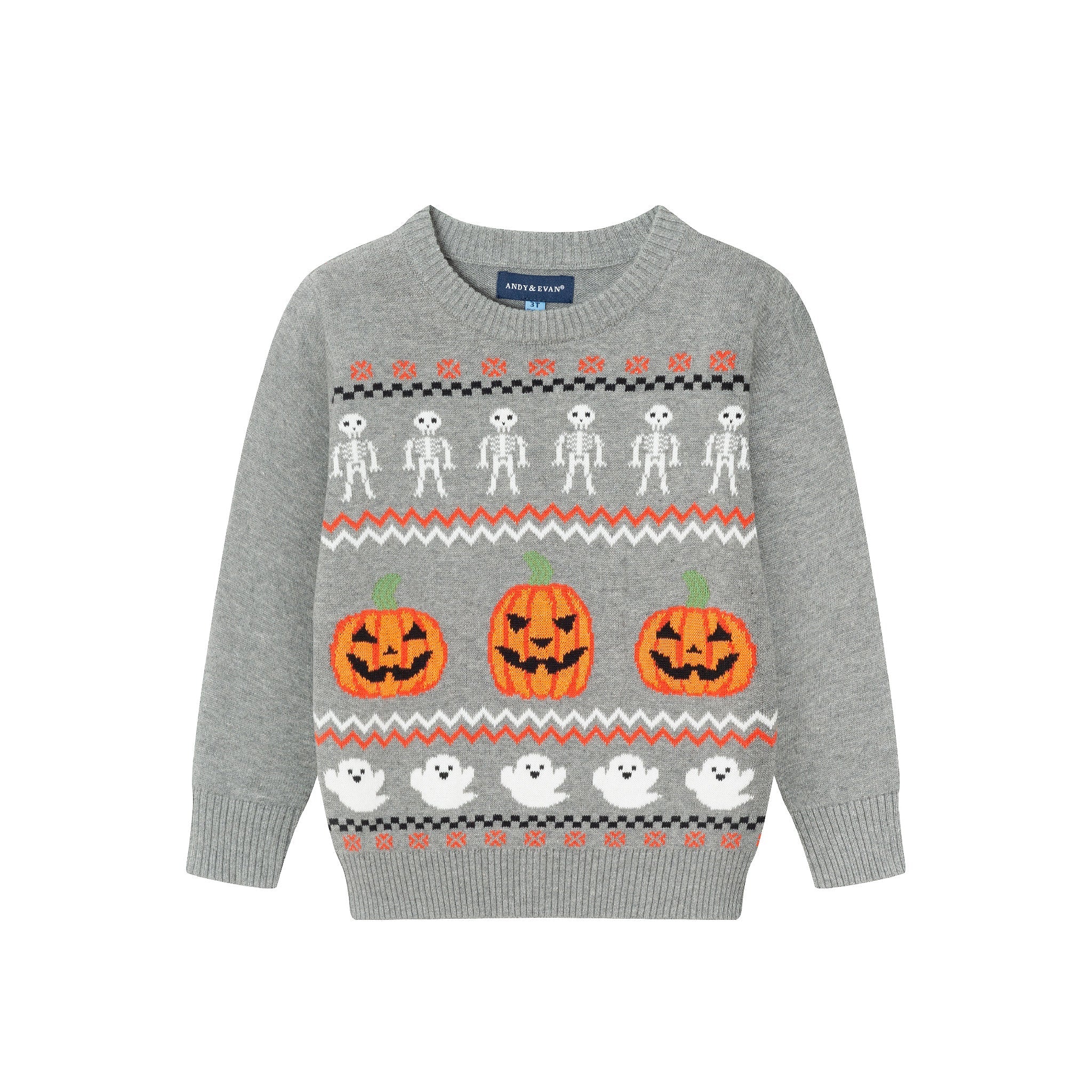 Grey Fair Isle Halloween Sweater