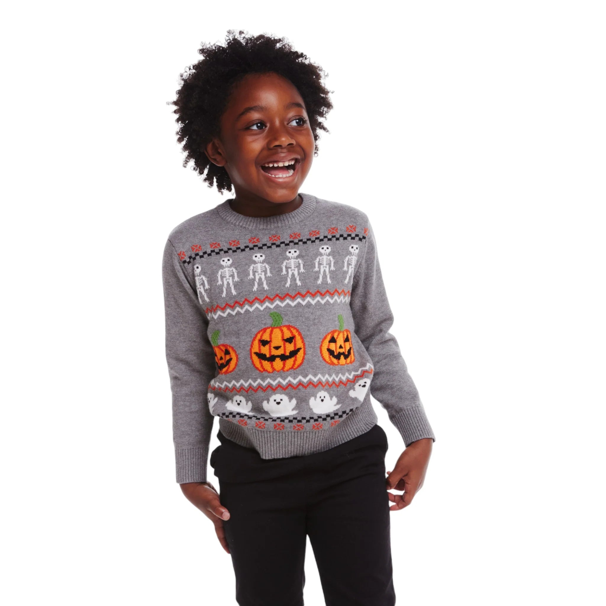 Grey Fair Isle Halloween Sweater