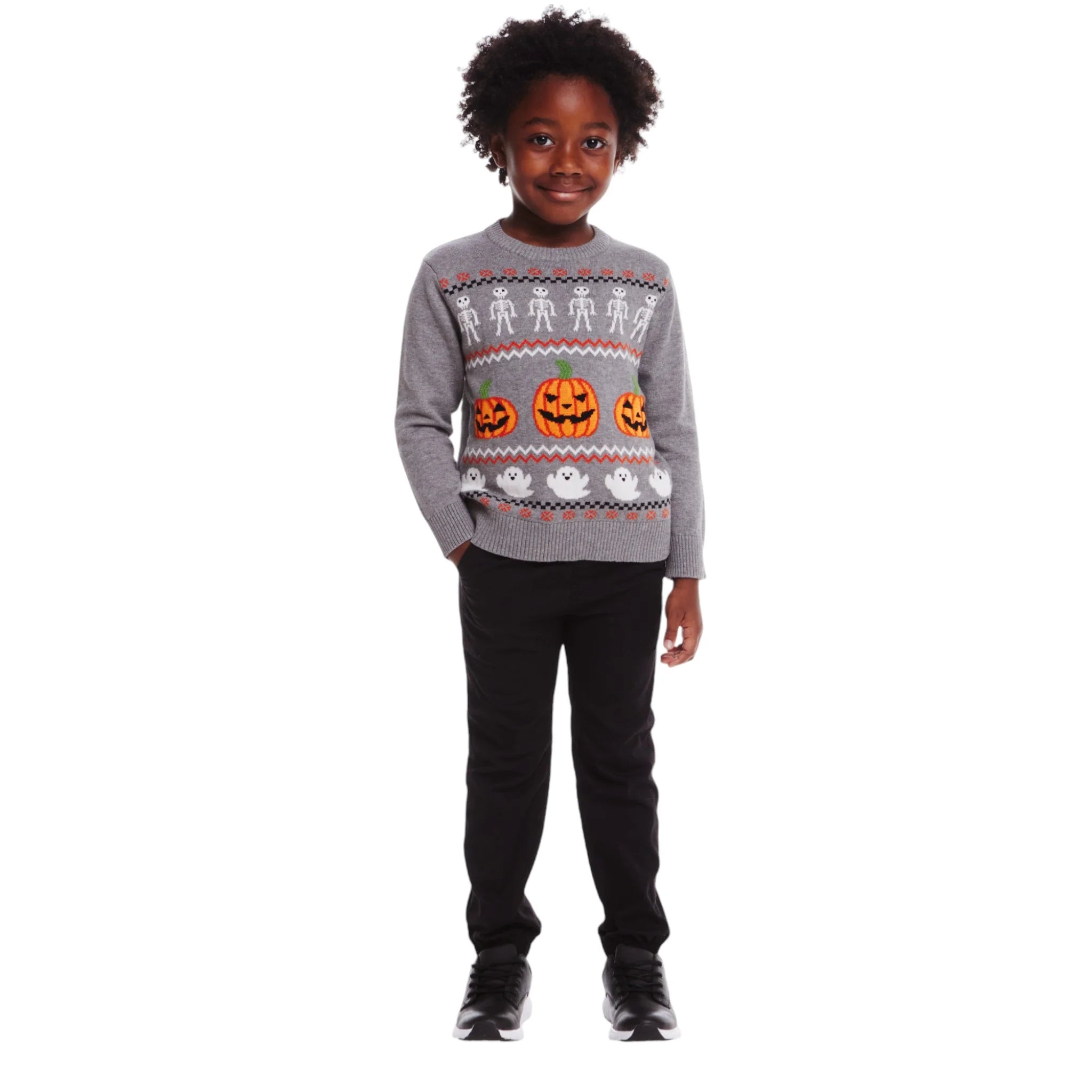 Grey Fair Isle Halloween Sweater