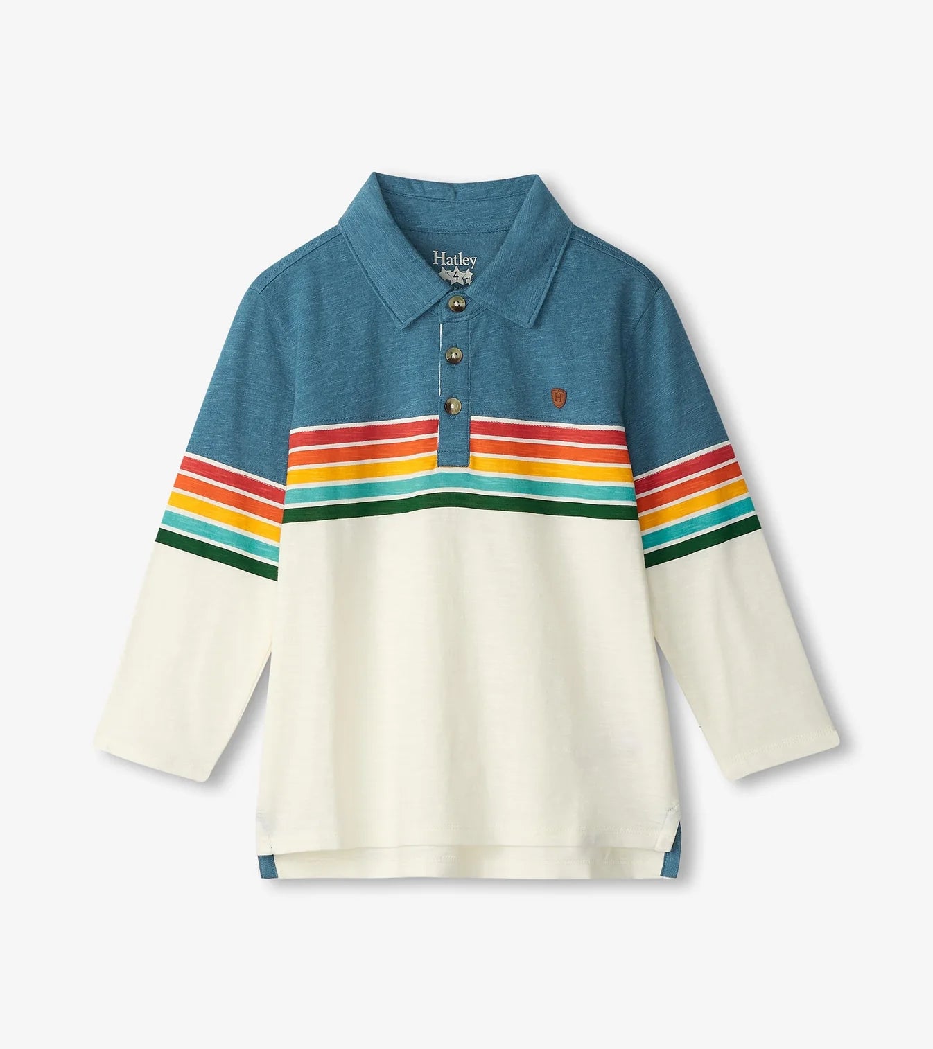 Retro Stripe LS Panelled Polo