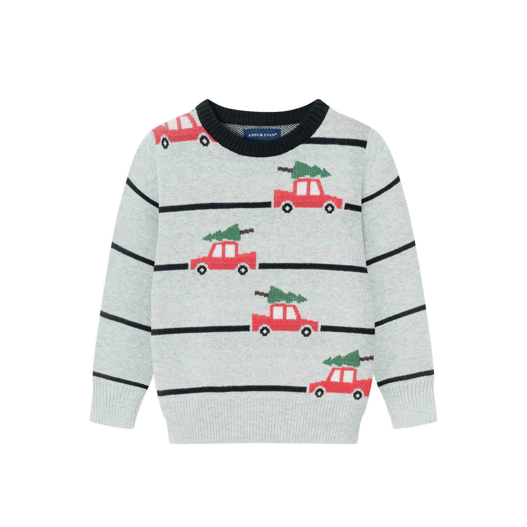 Grey Stripe Christmas Car Sweater