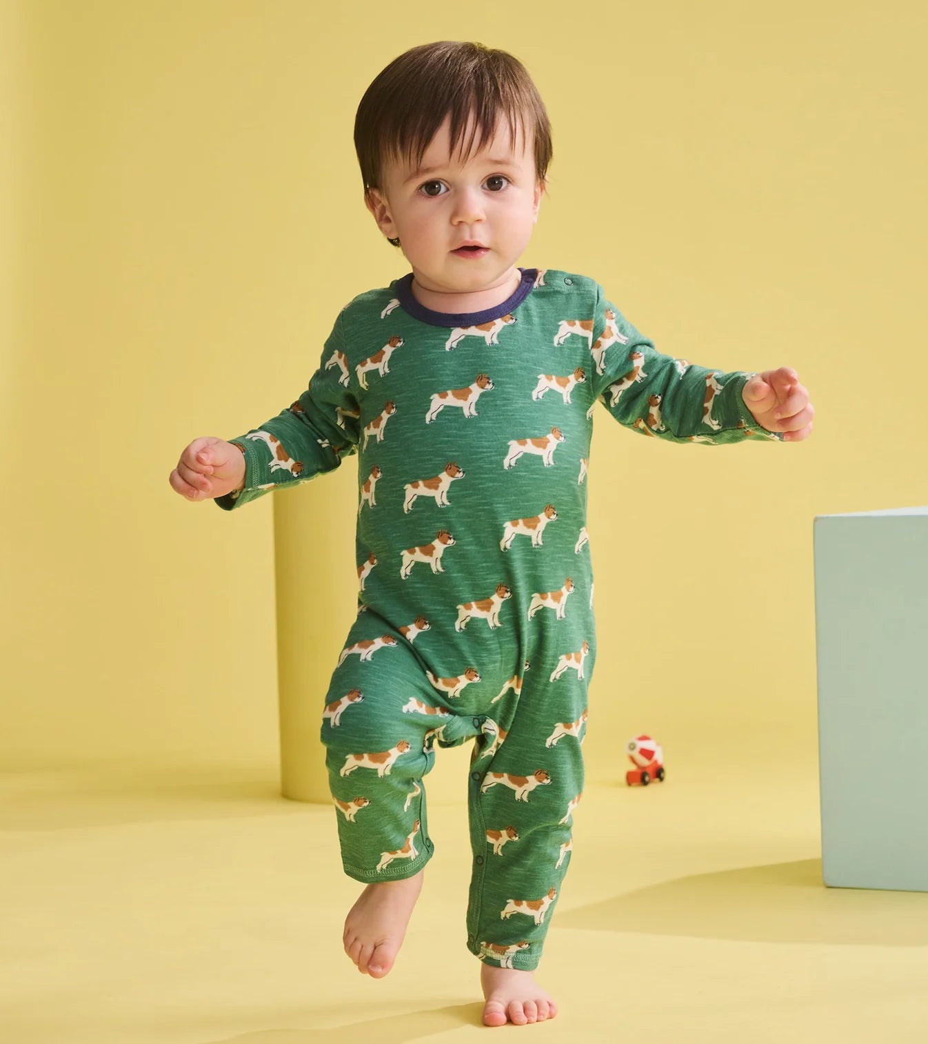 Green Friendly Bulldogs LS Romper