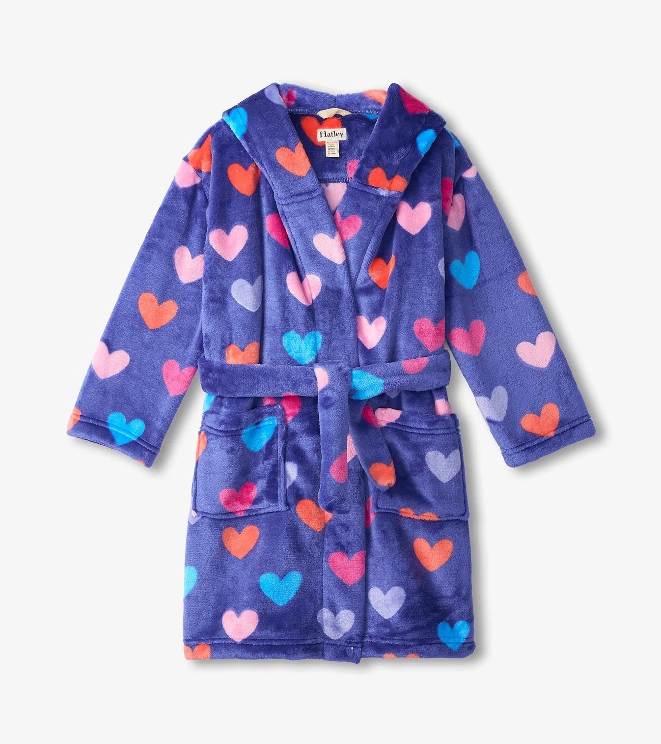 Navy Fleece Hearts Robe