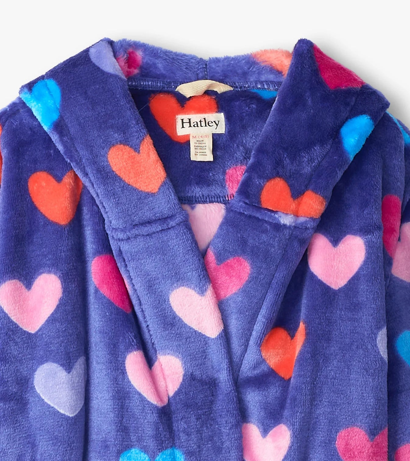 Navy Fleece Hearts Robe