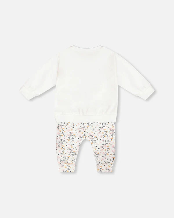 Organic Cream Sweatshirt & Floral Pants