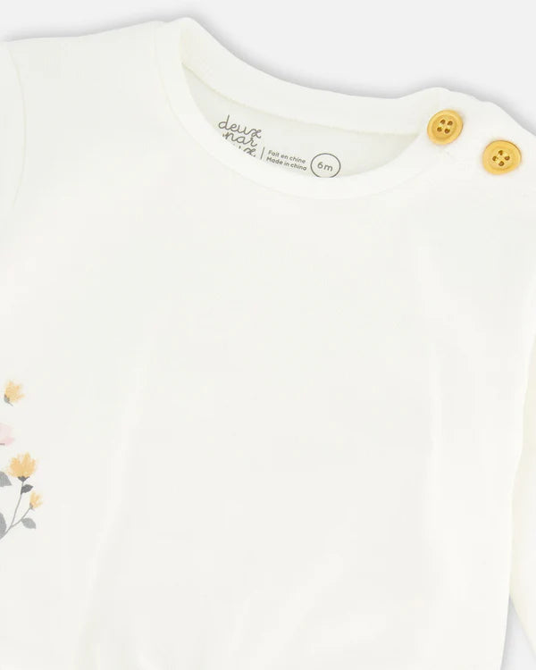 Organic Cream Sweatshirt & Floral Pants