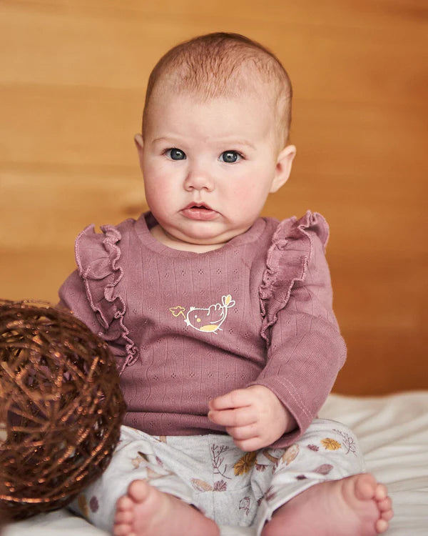 Mauve Bird Tee & Fox Print Leggings