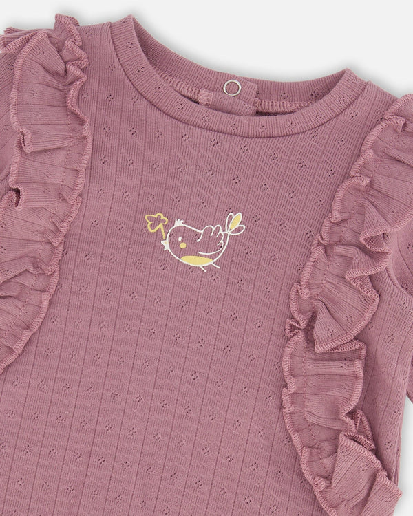 Mauve Bird Tee & Fox Print Leggings