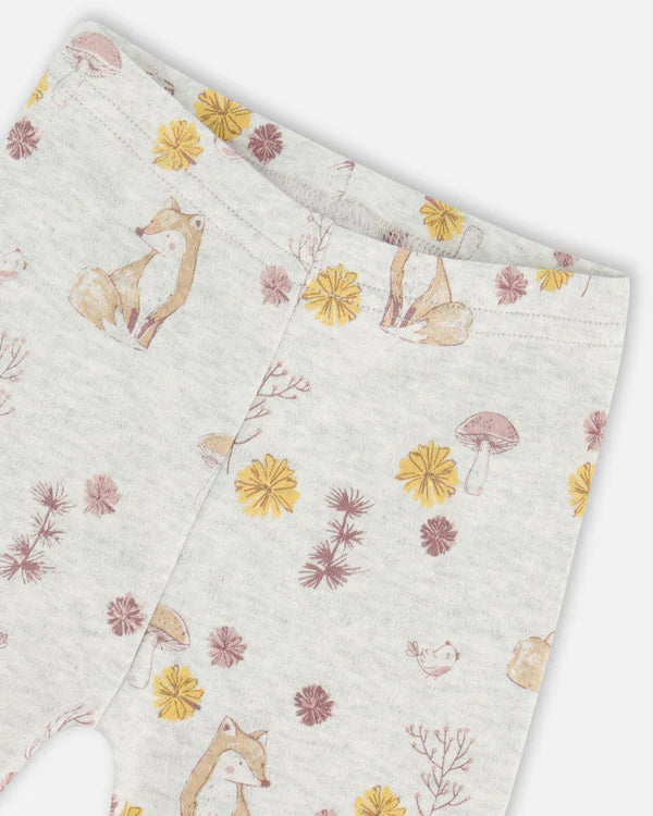 Mauve Bird Tee & Fox Print Leggings