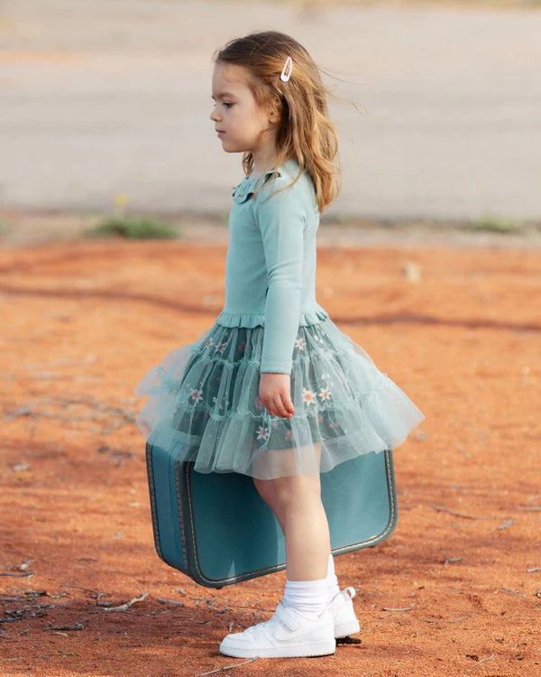 Sage Edelweiss Muslin Tulle Skirt Dress